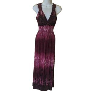 Pink , Burgundy and Black Maxi Dress with Lace Fits Size Small